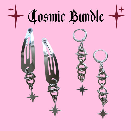 Cosmic Star Earrings + Hair Clips Bundle