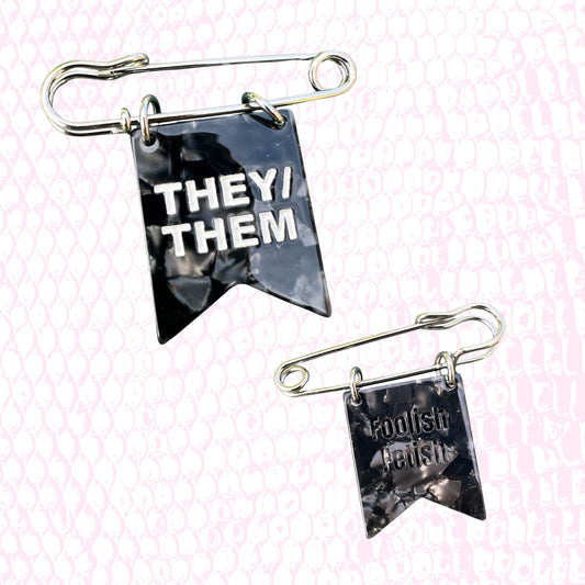 They/Them Pronoun Banner Ribbon Safety Pin