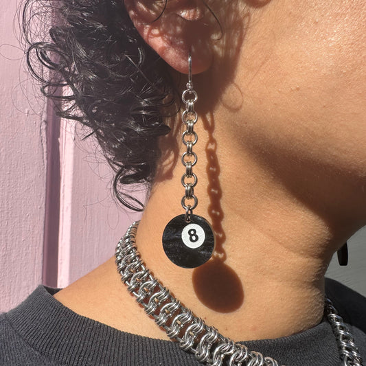 Eight Ball Earrings : 2 Sizes