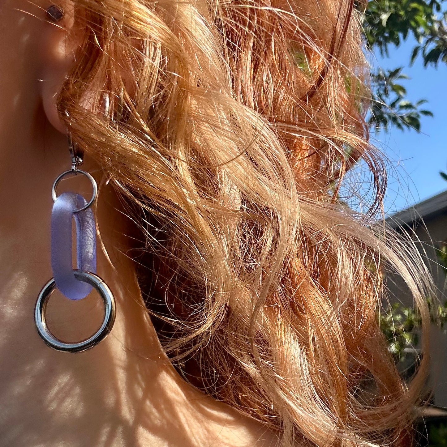 Frosted Chain Single Link O Ring Earrings-Multiple Colors