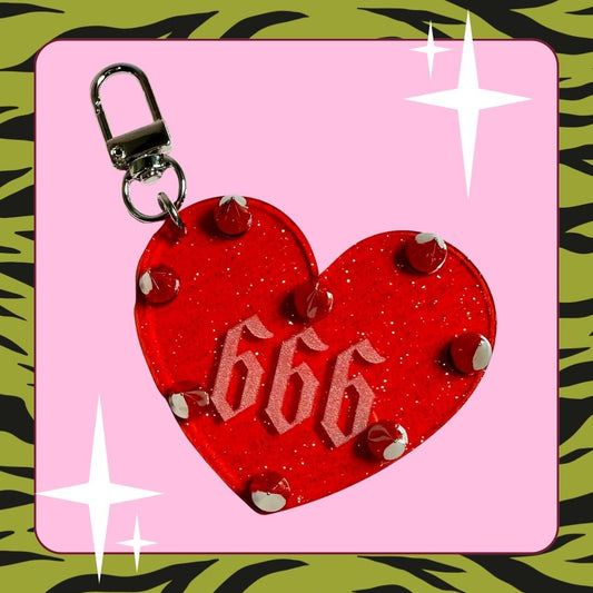 666 Studded Keychain/Bag Charm