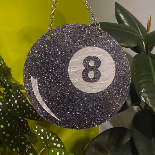 Black Glitter Eight Ball Wall Art