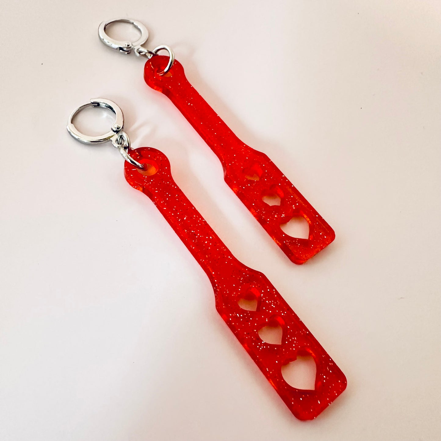 Heart Paddle Earrings - 2 Colors and 3 Sizes