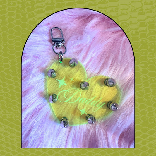 Daddy Studded Heart Keychain/Bag Charm