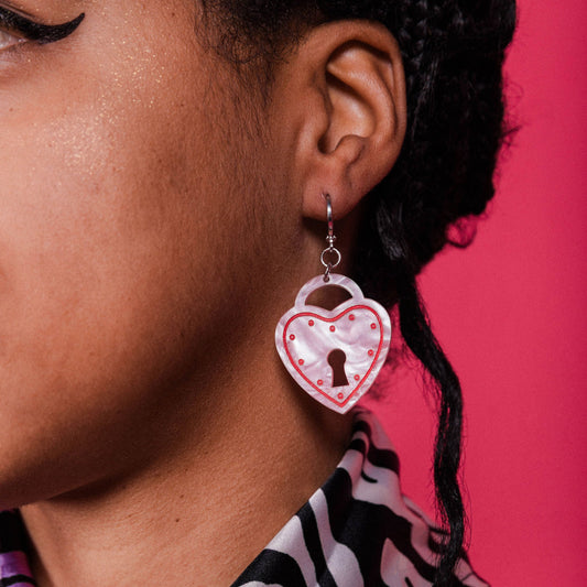 All Locked Up Heart Padlock Earrings