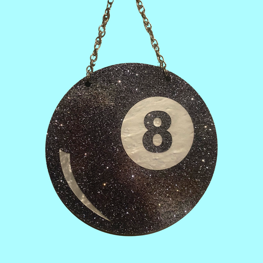 Black Glitter Eight Ball Wall Art