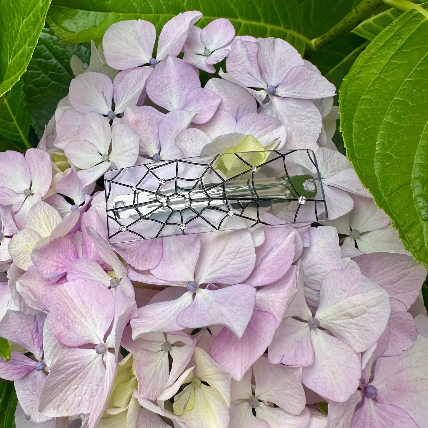 Oopsie! Spiderweb Crystal Barrette