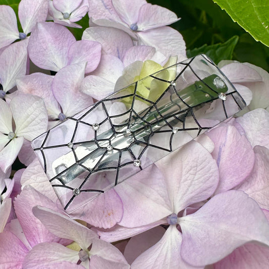 Oopsie! Spiderweb Crystal Barrette