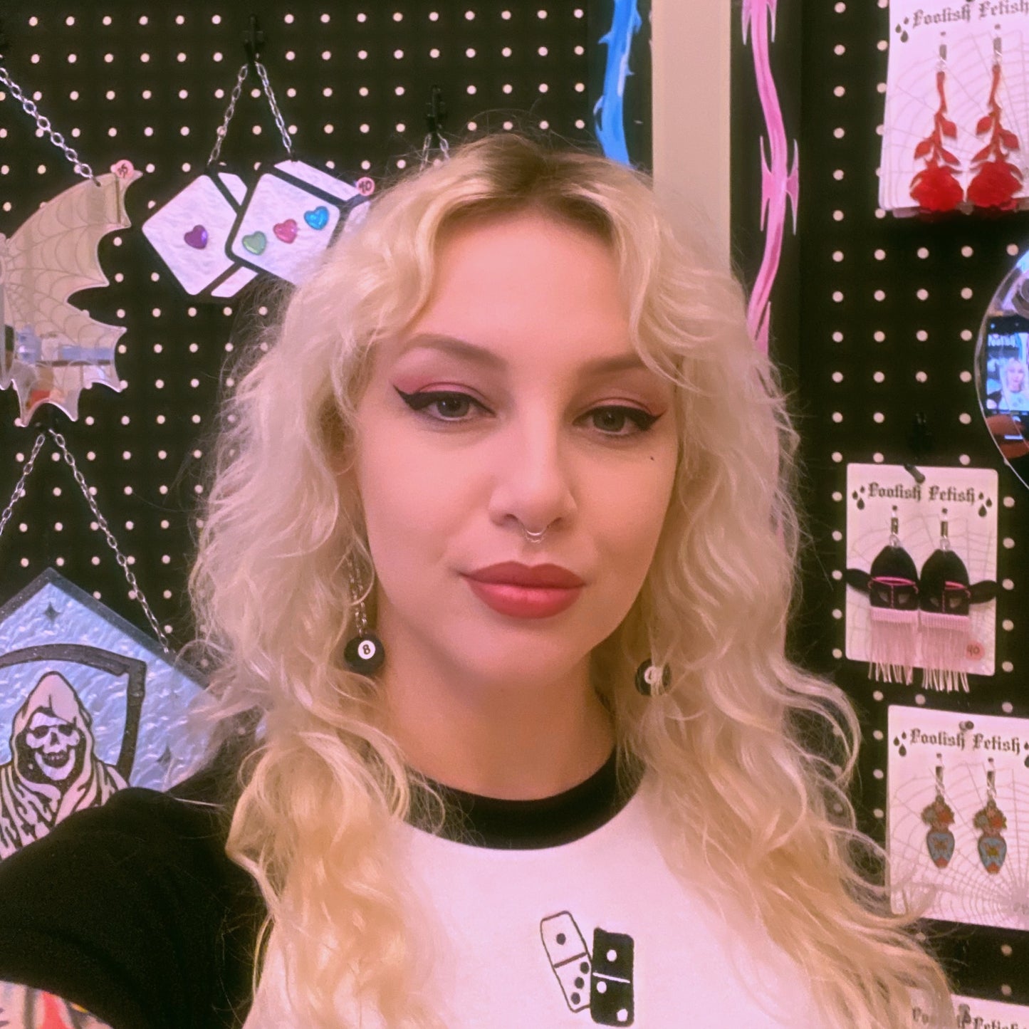 Eight Ball Earrings : 3 Sizes