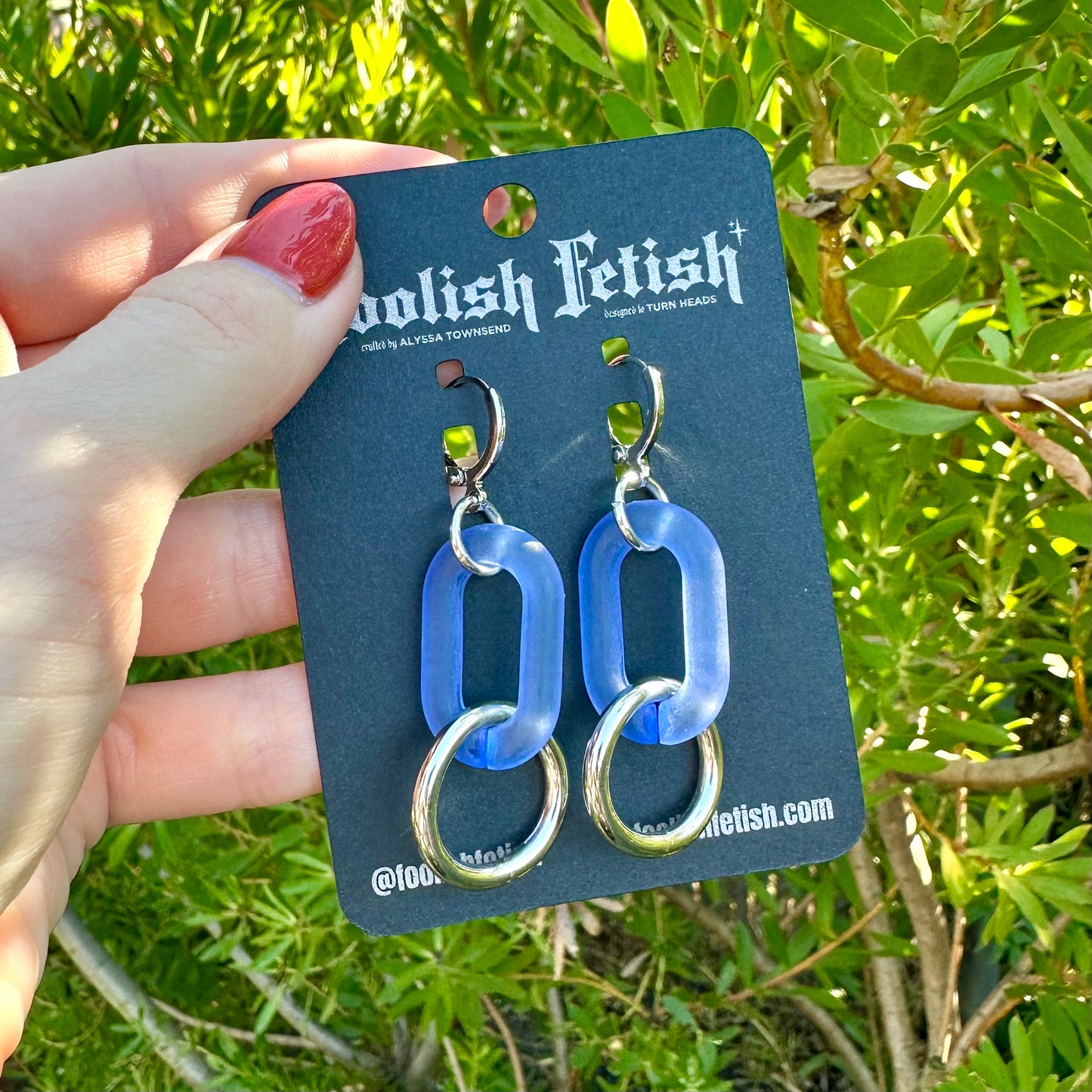 Frosted Chain Single Link O Ring Earrings-Multiple Colors
