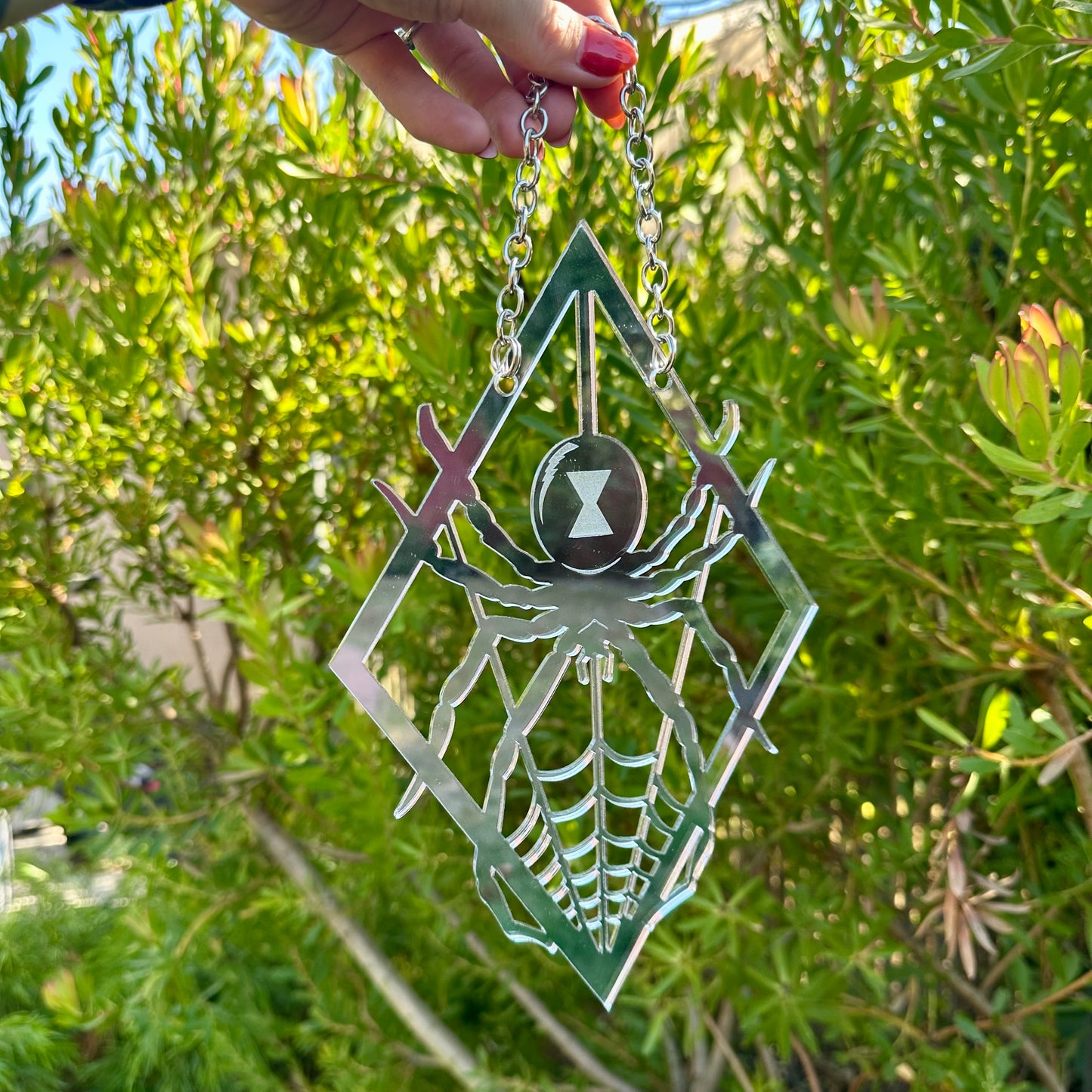 Diamond Spiderweb Widow Mirror Wall Hanging Art
