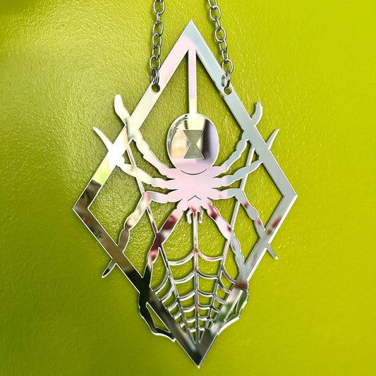 Diamond Spiderweb Widow Mirror Wall Hanging Art