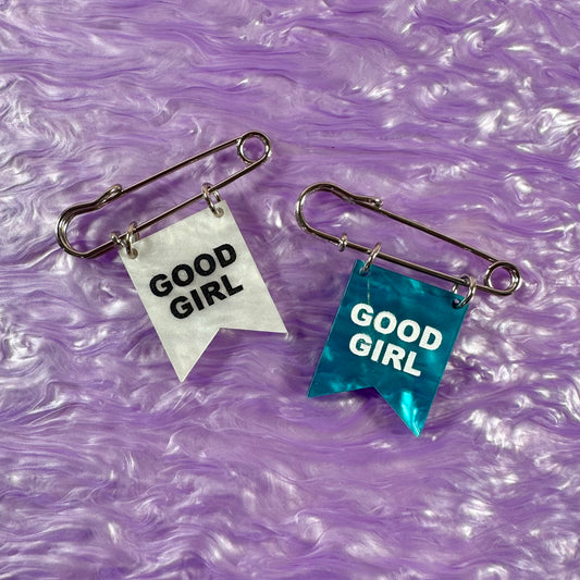 Good Girl Banner Ribbon Safety Pin
