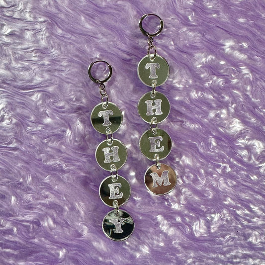 They Them Pronouns Mirror Earrings
