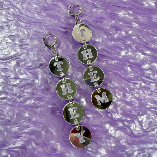 They Them Pronouns Mirror Earrings