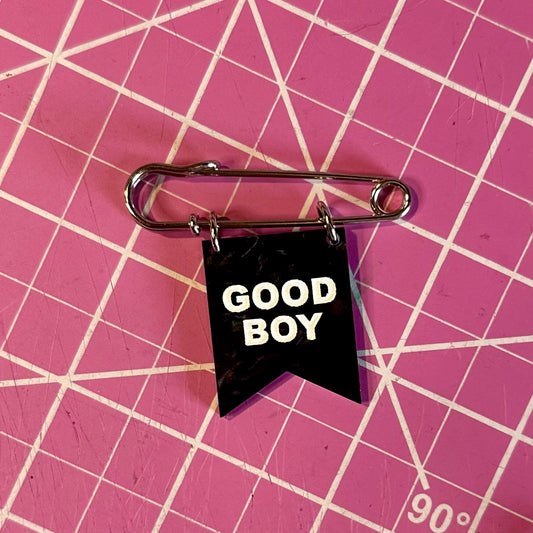 Good Boy Banner Ribbon Safety Pin