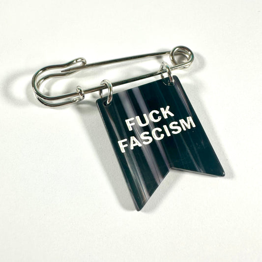 Fuck Fascism Banner Ribbon Safety Pin
