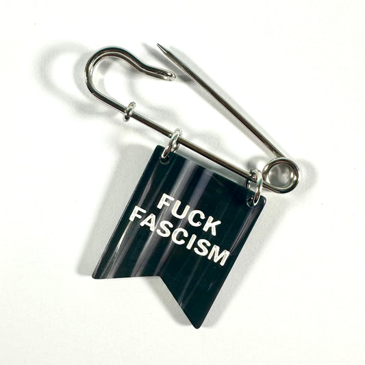 Fuck Fascism Banner Ribbon Safety Pin