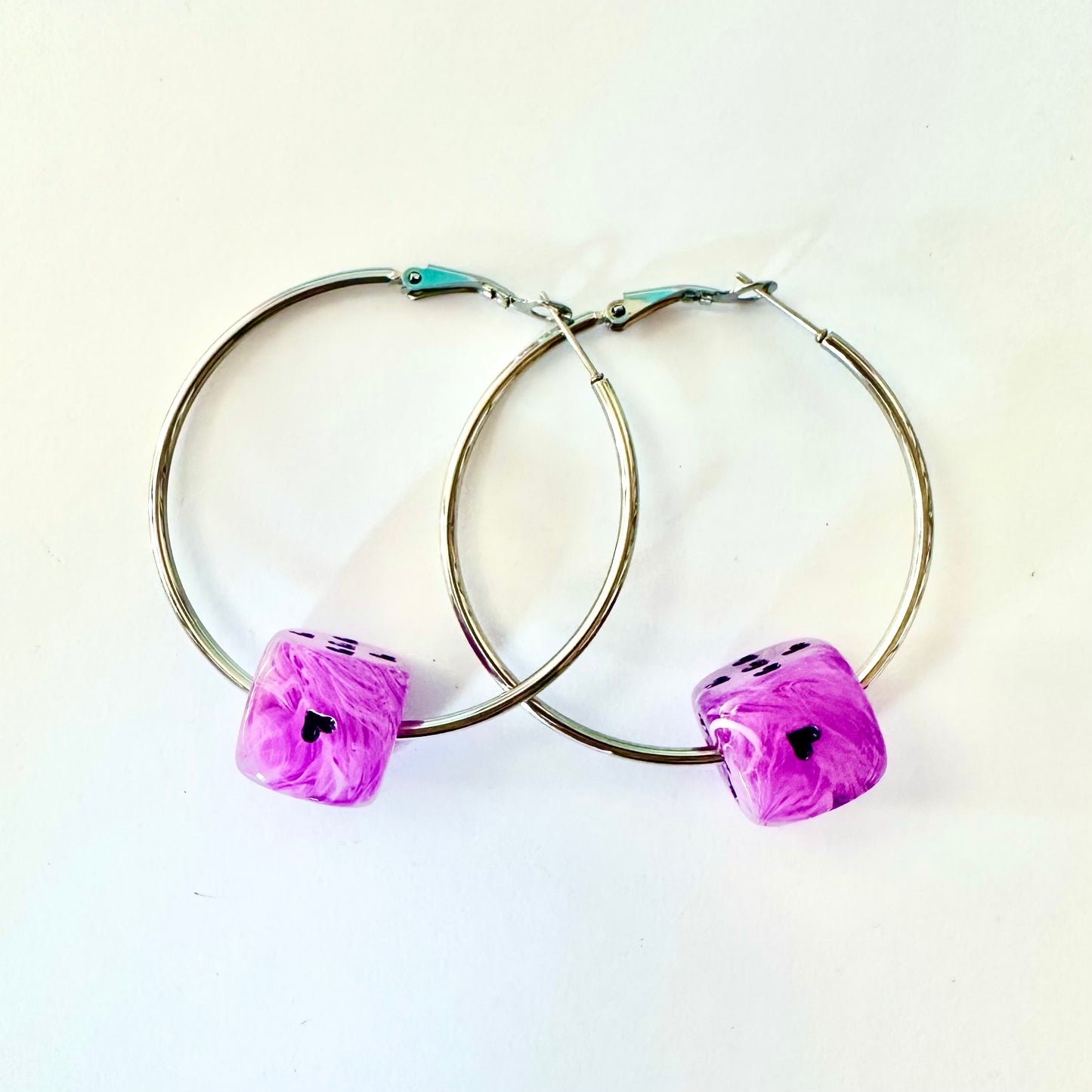 Retro Dice Hoop Earrings -8 Color Options!