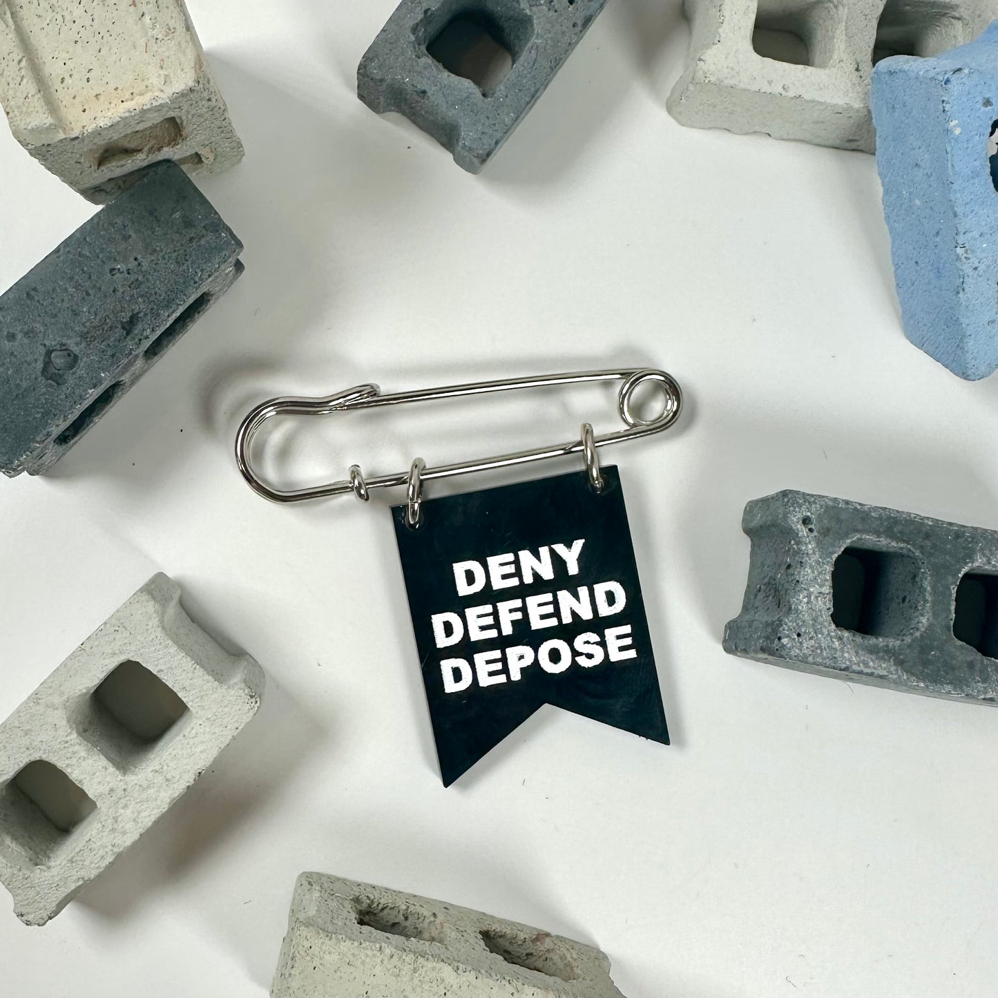 Deny Defend Depose Banner Pin
