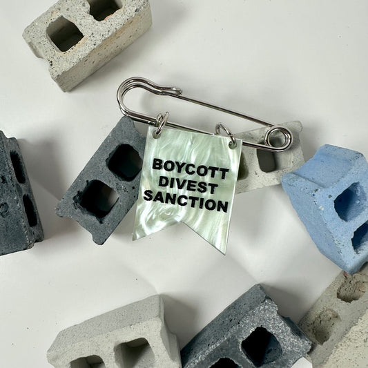 Boycott Divest Sanction Banner Pin
