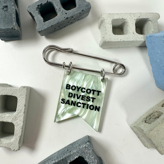 Boycott Divest Sanction Banner Pin