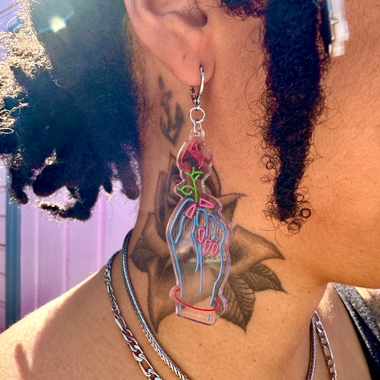 Neon Nail Salong Sign Earrings