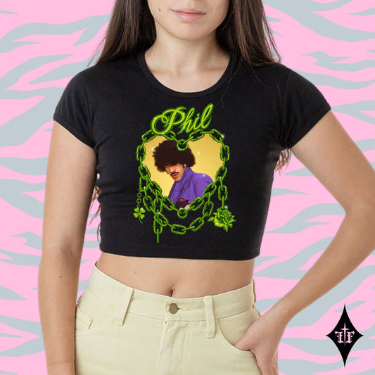 Phil Love Thin Lizzy Crop Top All Black