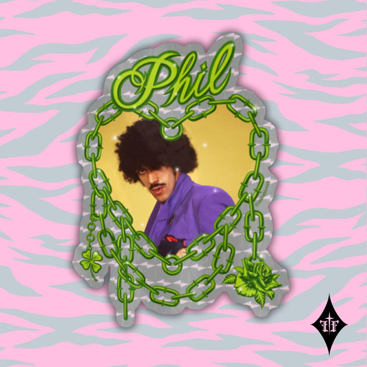 Phil Love Thin Lizzy Holographic Chain Heart Sticker