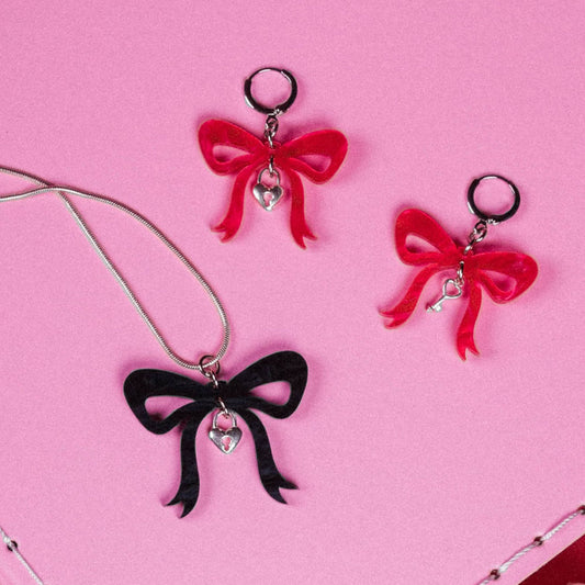 Heart Lock Bow Valentine's Earrings : 3 Colors
