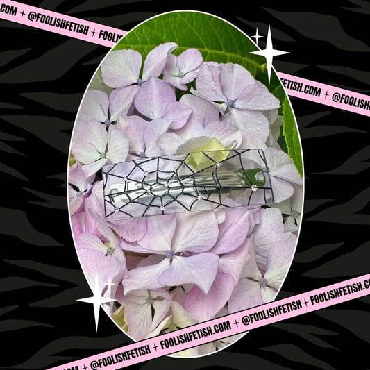 Oopsie! Spiderweb Crystal Barrette