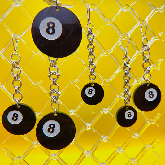 Eight Ball Earrings : 3 Sizes