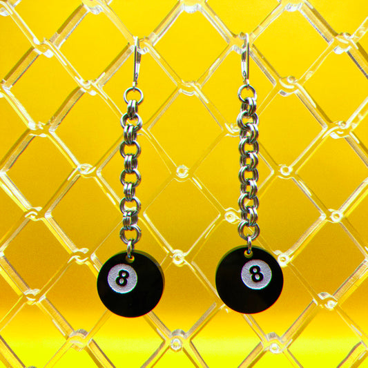 Eight Ball Earrings : 2 Sizes