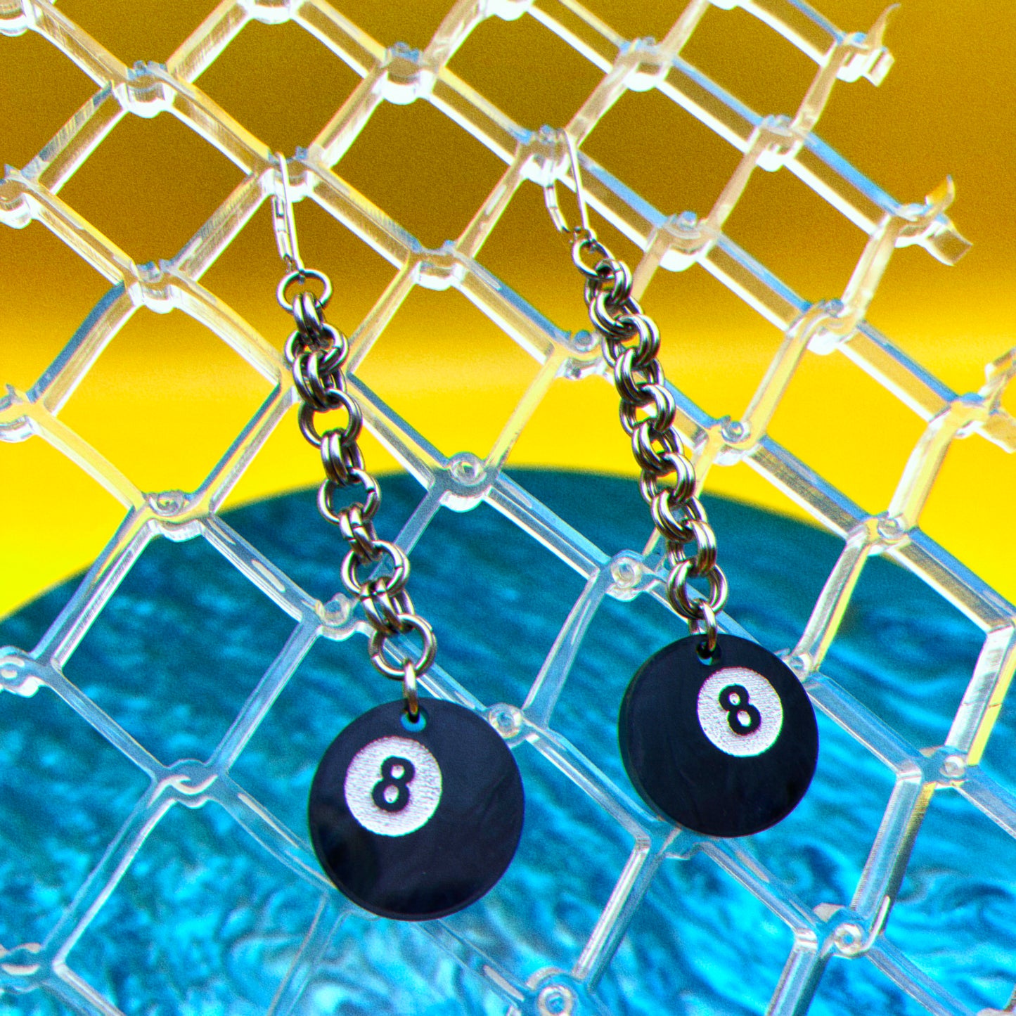 Eight Ball Earrings : 3 Sizes