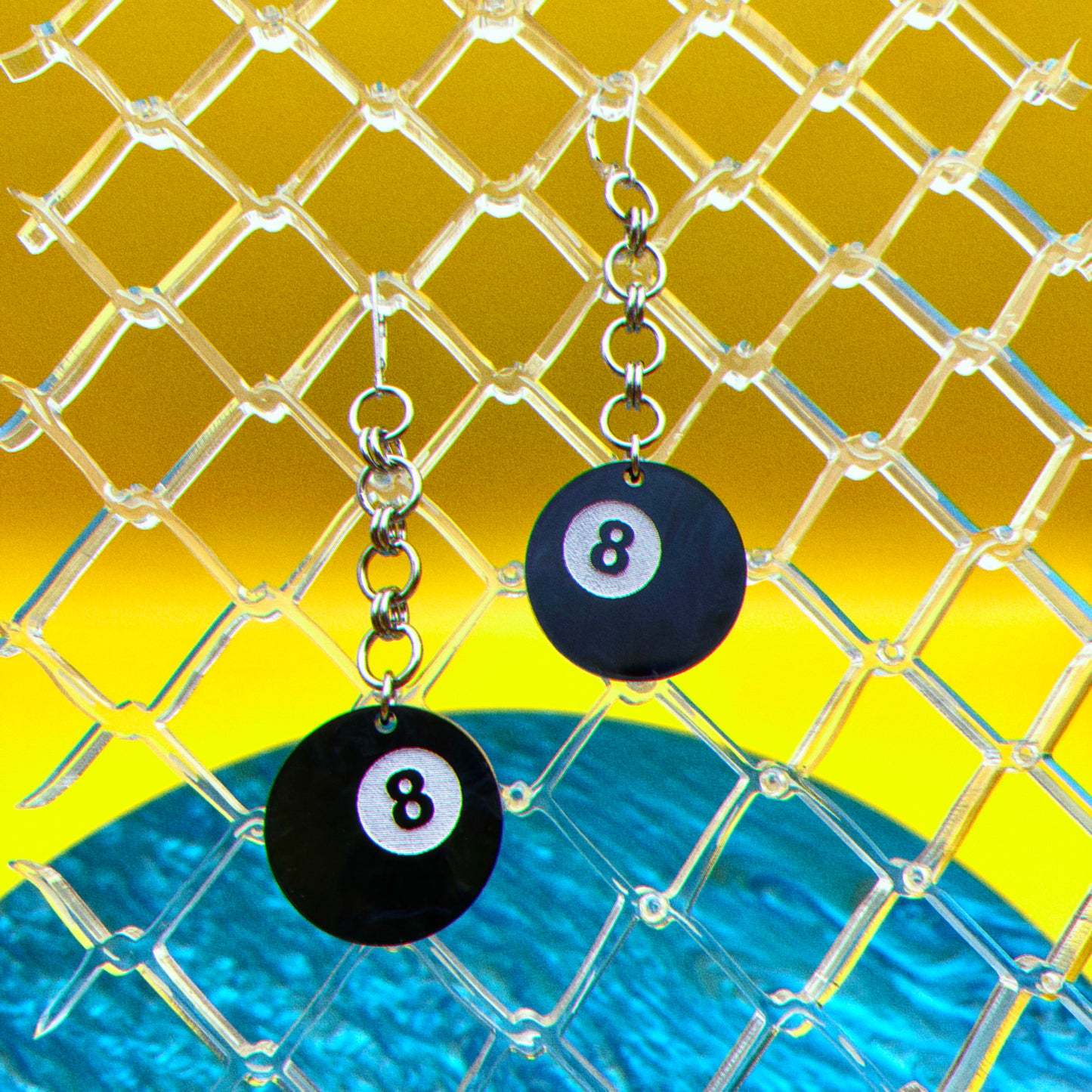 Eight Ball Earrings : 3 Sizes