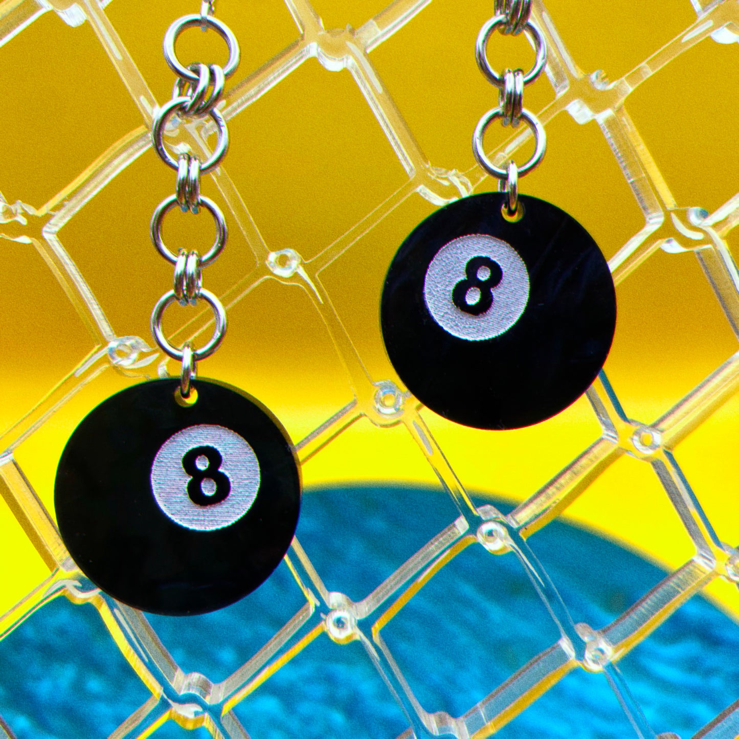 Eight Ball Earrings : 3 Sizes
