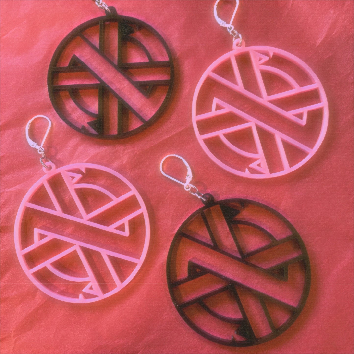 Crass 2" Earrings : Black or Pink