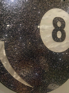 Black Glitter Eight Ball Wall Art