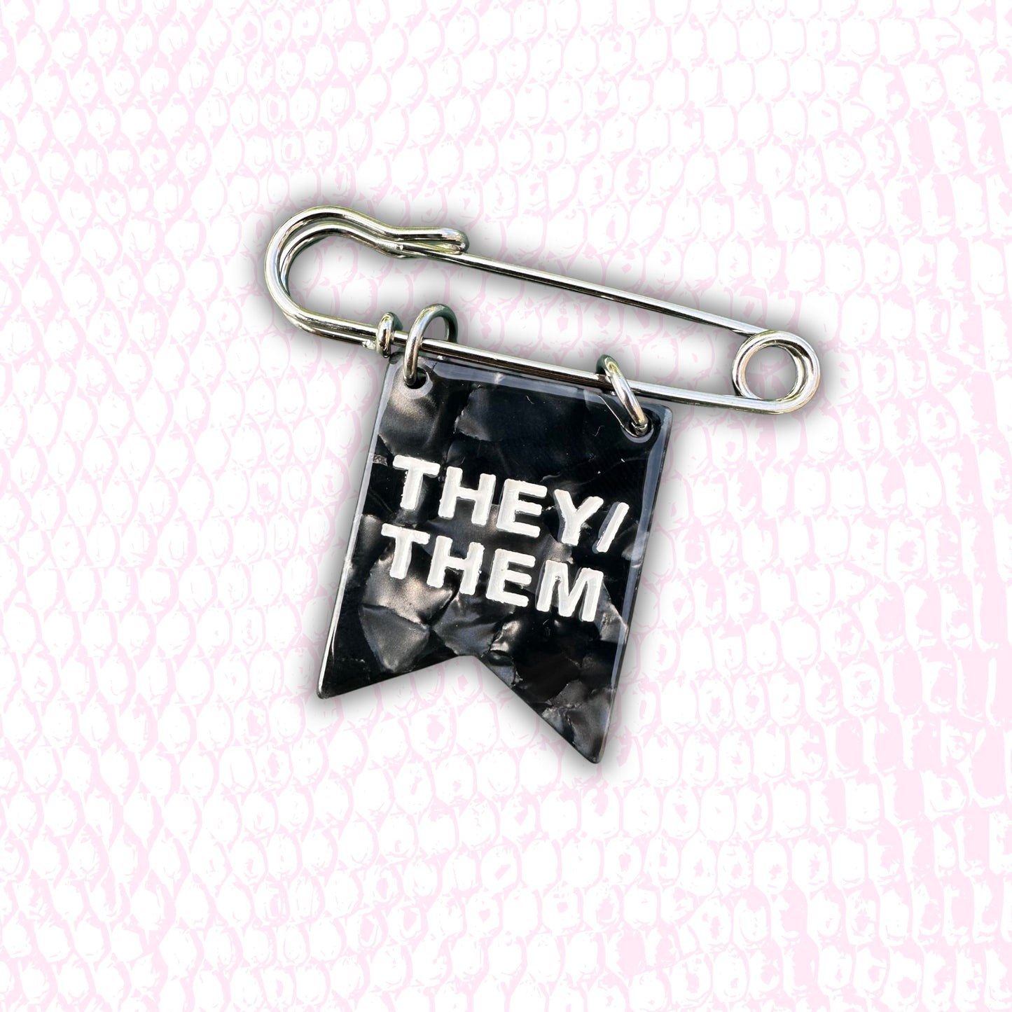 They/Them Pronoun Banner Ribbon Safety Pin