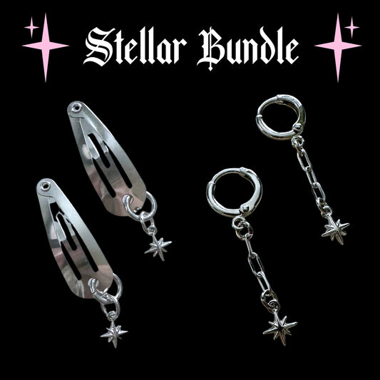 Stellar Star Mini Earrings + Hair Clips Bundle