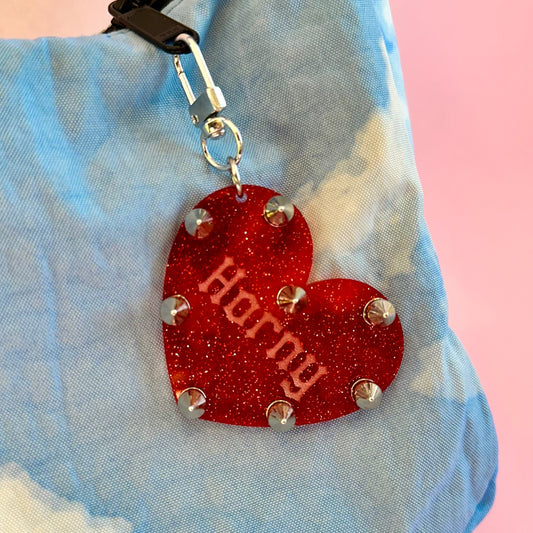 Horny Studded Heart Keychain/Bag Charm