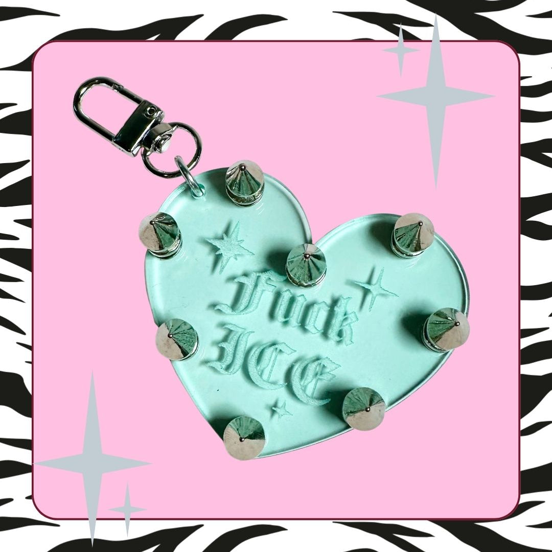 Fuck ICE Studded Keychain/Bag Charm