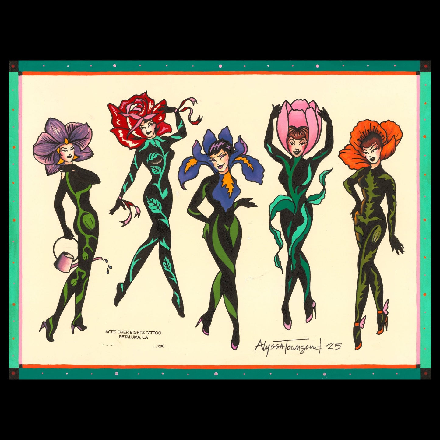 Petal Pinups Tattoo Flash Sheet XL Print