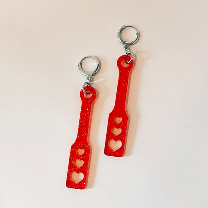Heart Paddle Earrings - 2 Colors and 3 Sizes