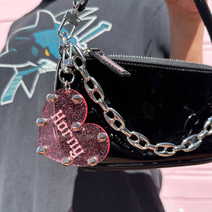 Horny Studded Heart Keychain/Bag Charm