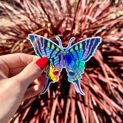 holographic butterfly sticker in traditional tattoo style illustration