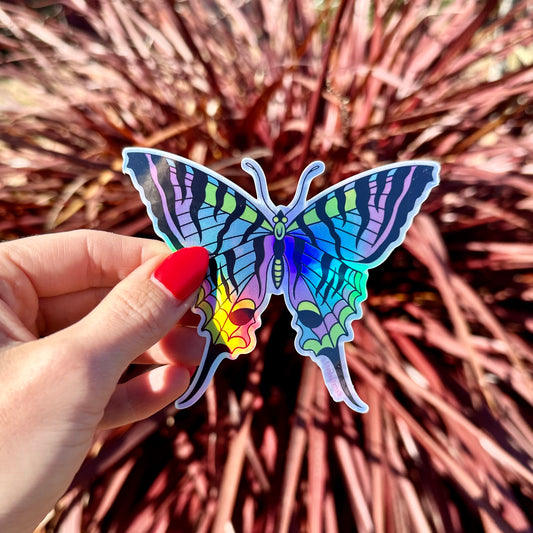 holographic butterfly sticker in traditional tattoo style illustration