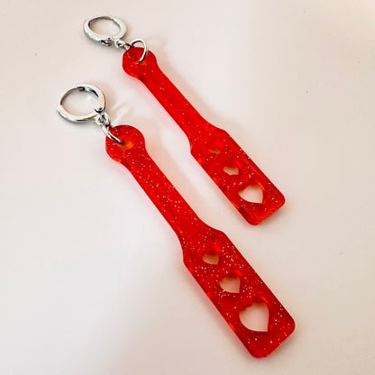 Heart Paddle Earrings - 2 Colors and 3 Sizes