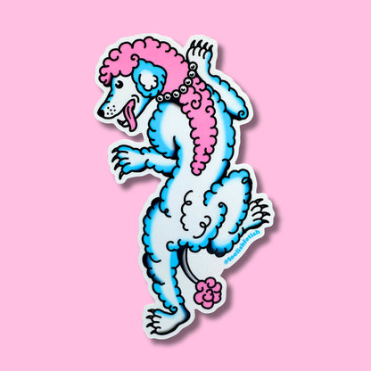 Crawling Poodle Retro Tattoo Style Sticker