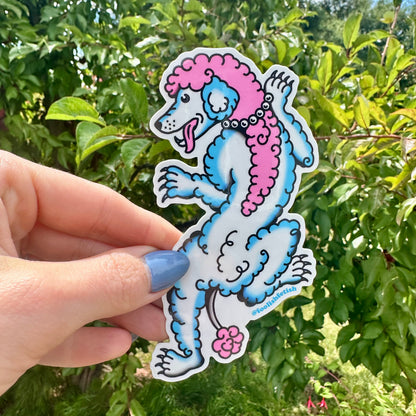 Crawling Poodle Retro Tattoo Style Sticker